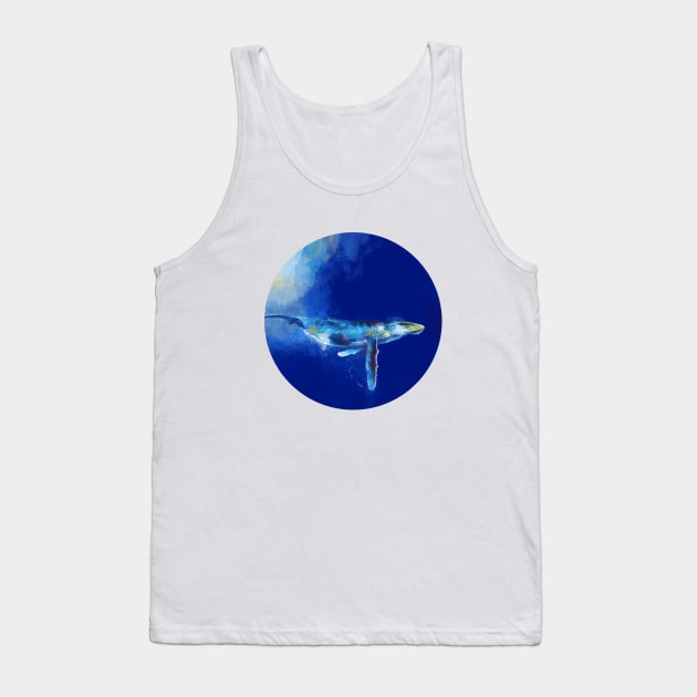 Deep Blue Whale - Ocean Digital Art Tank Top by Flo Art Studio